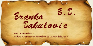 Branko Dakulović vizit kartica